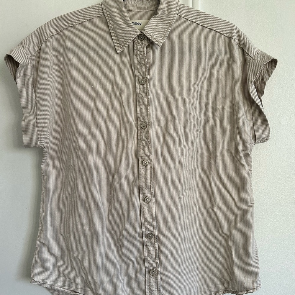 Women's Beige Short Sleeve Blouse